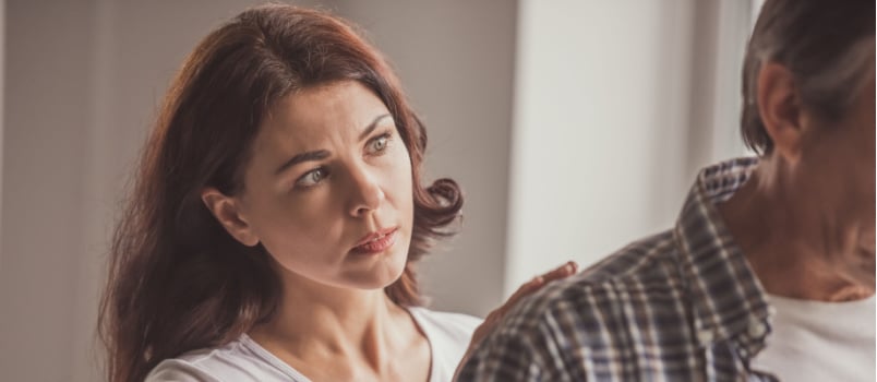 Wife calming her husband