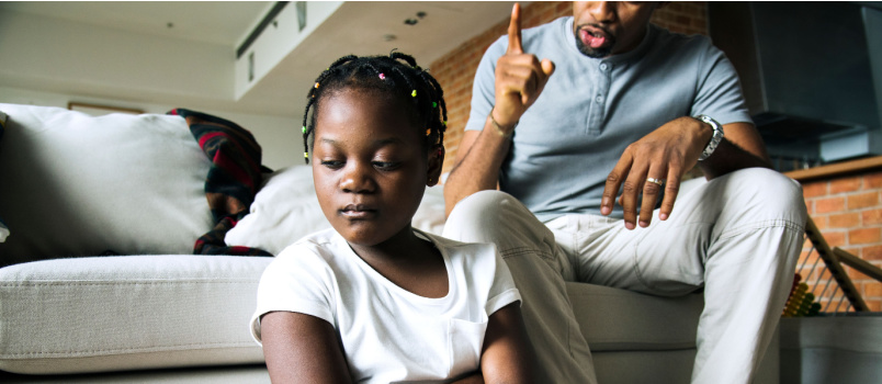 Father scolding daughter