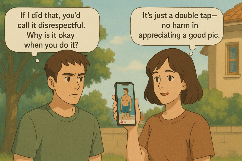 Liking a stranger's revealing photo