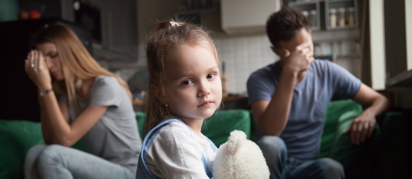 Couple having conflicts infront of kids