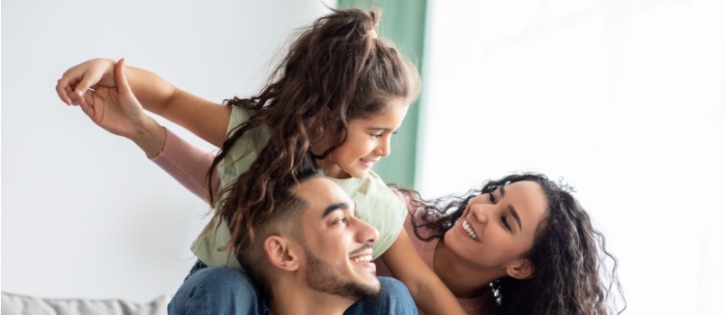 Cheerful happy family