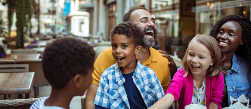 Family spending joyful moment