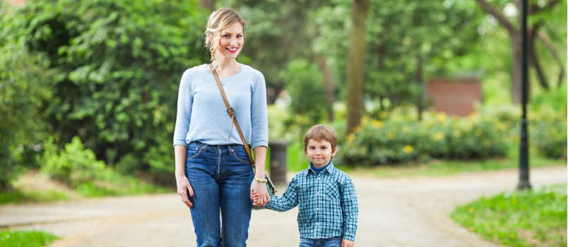 Young mother and cute little son