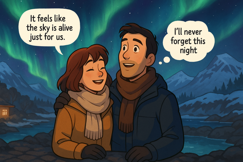 Couple enjoying snow