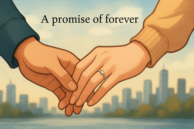 Couple holding hands