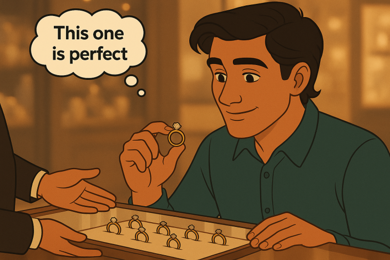 Man choosing the ring