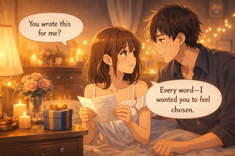 Edside table with handwritten note