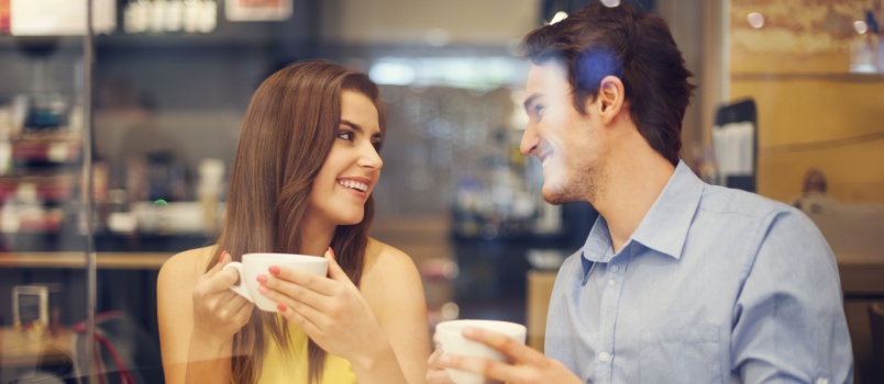 Young couple having coffee