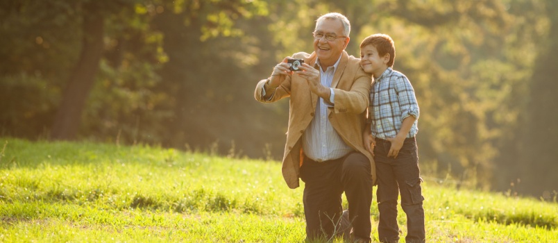 Grandfather and Grandson taking selfie