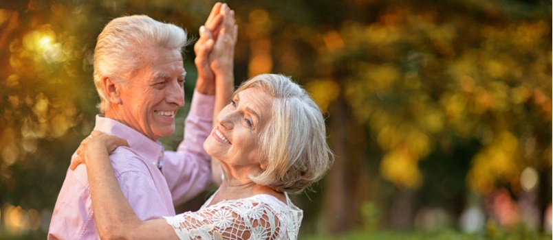 Senior old couple dancing