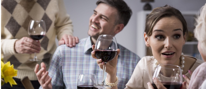 Young couple enjoying with family