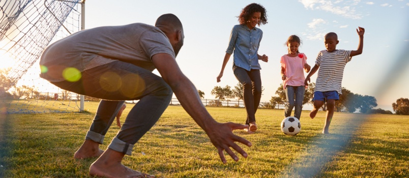 Boys playing football