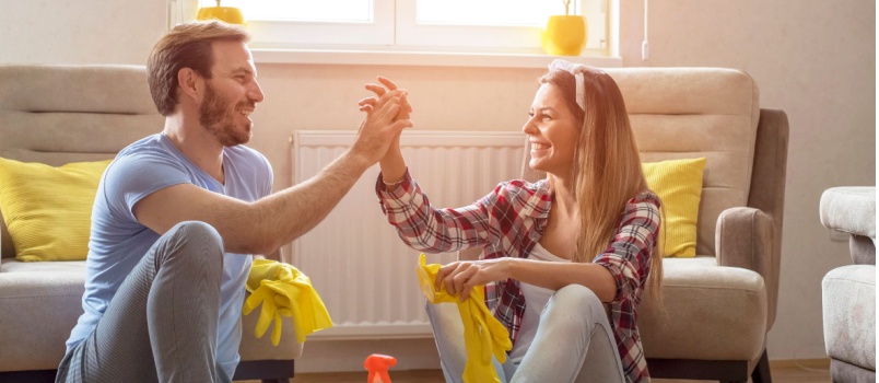 Couple giving high five each other