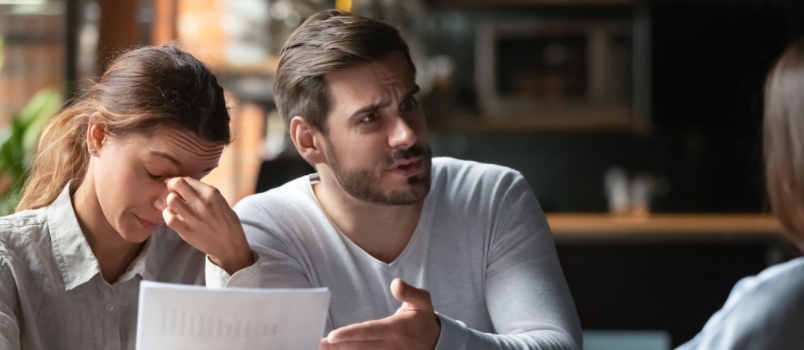 Young couple complaining for bad contract