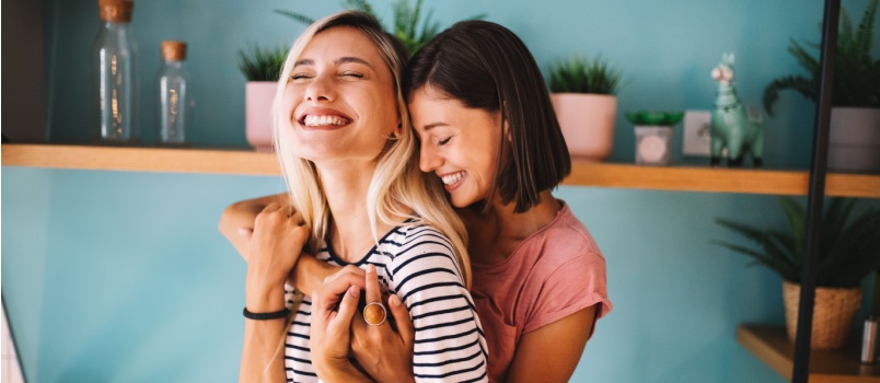 Lesbian couple having happiness moment