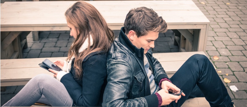 Friends using their smartphone