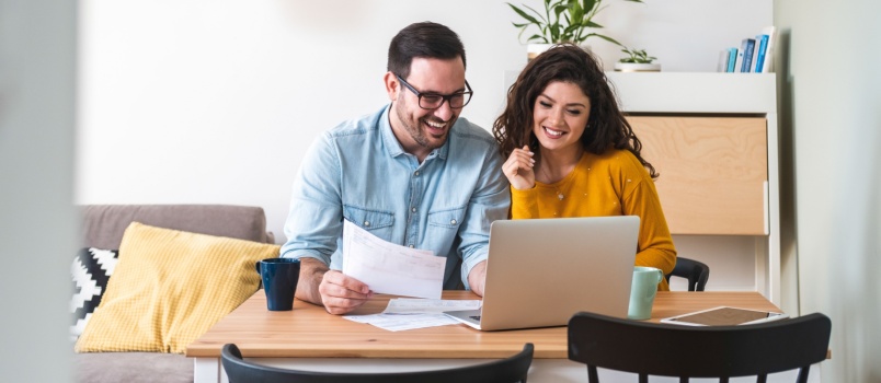 Couple calculating finance