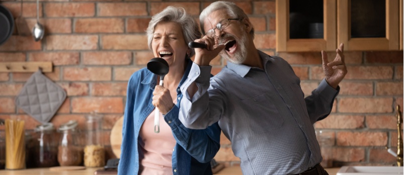Senior husband and wife having fun