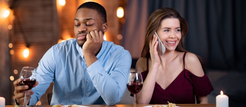 Man on boring date