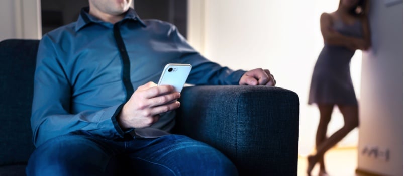 Jealous woman cheating man