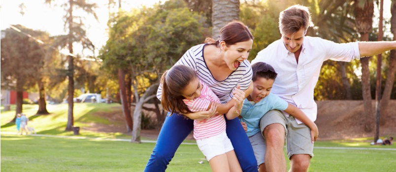 Happy family playing together