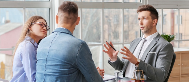 Couple visiting lawyers