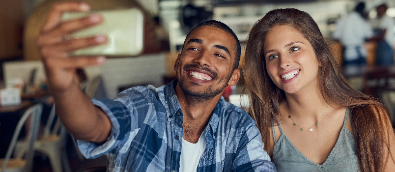 Couple clicking picture together