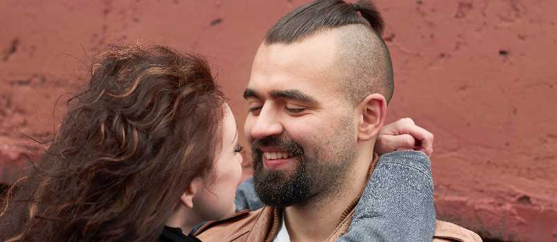 Couple looking at each other