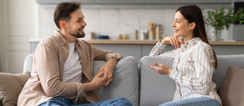 Couple having a lively conversation