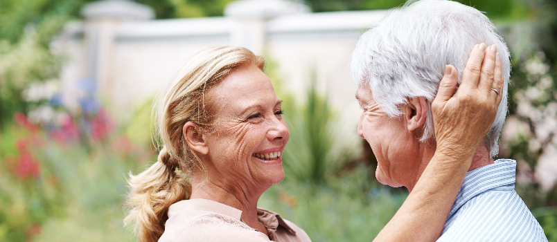 Old couple showing affection