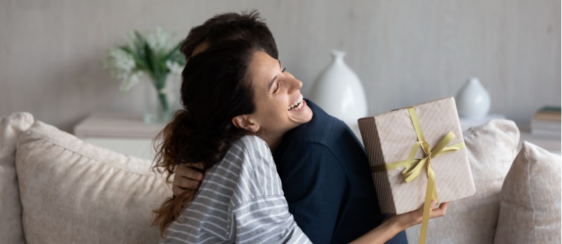 Happy couple hugging each other