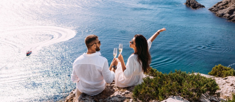 Couple celebrating together