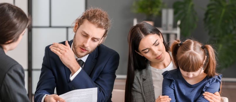Couple meeting lawyer