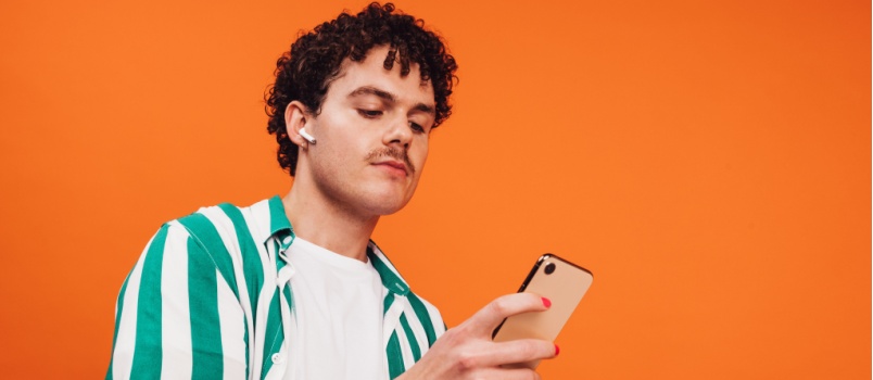 Man surfing vibrant music