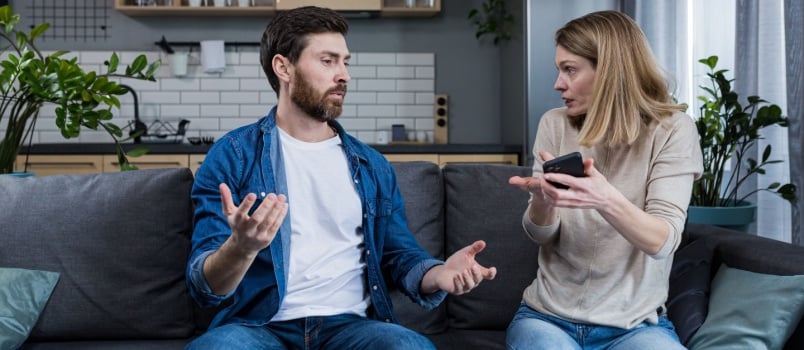 Young couple having argument with each other
