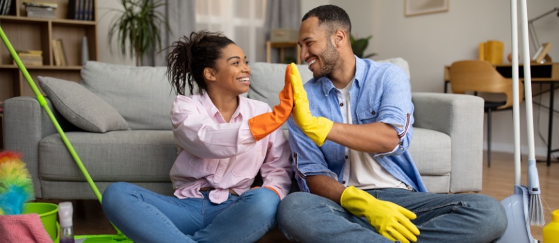 Couple giving high five