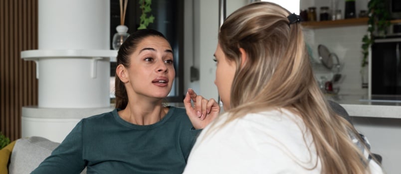 Two lesbian friends talking to each other
