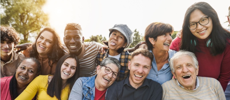 Multigeneration people smiling infront of camera