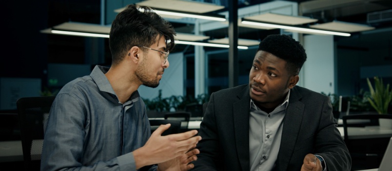 Businessman having discussion