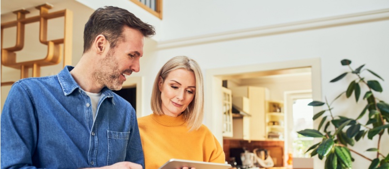 Middle aged couple planning