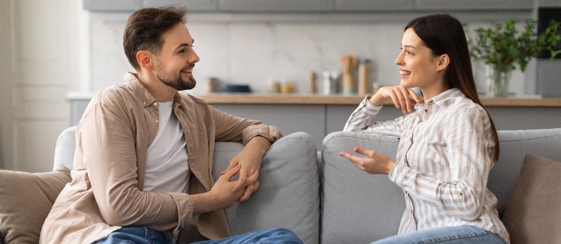 Happy couple having a lively conversation