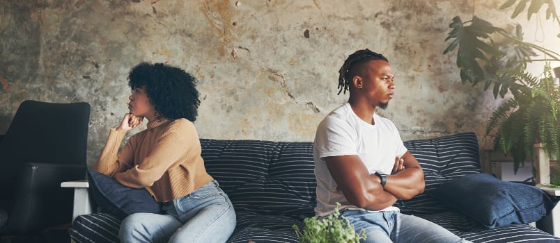 Couple ignoring each other