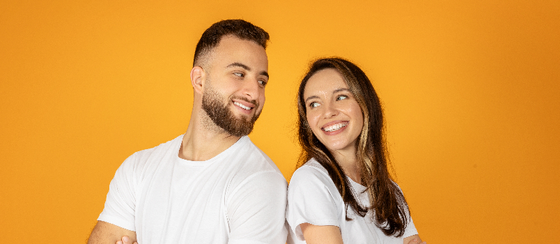 Happy couple posing together