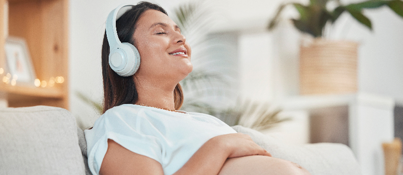 Pregnant woman having rest