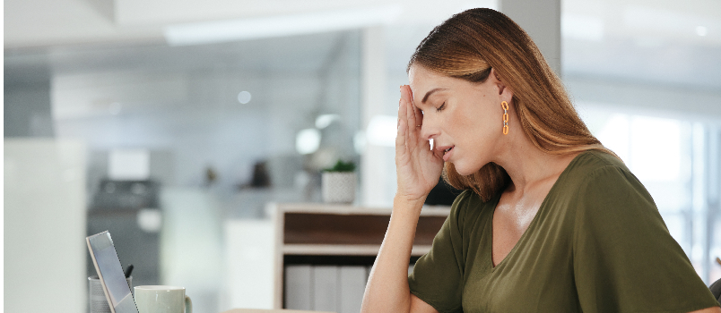 tensed pregnant woman