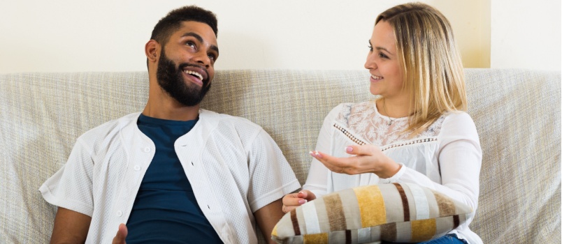 Young couple talking to each other