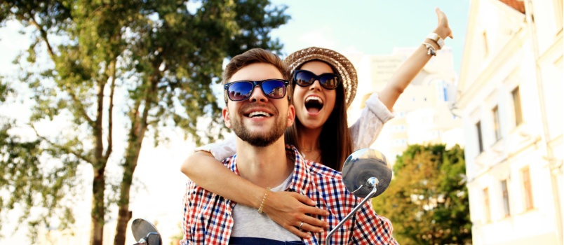 Couple enjoying bike ride