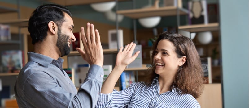 Colleagues having fun at the office