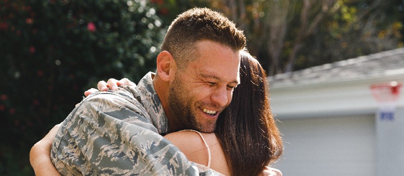 Young couple hugging each other