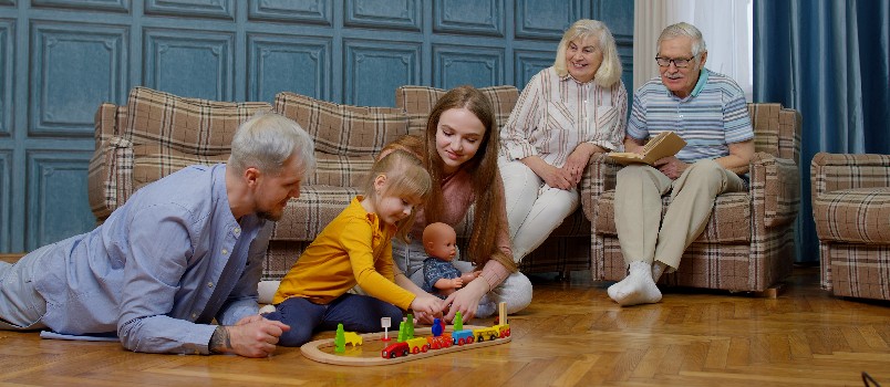 Happy family playing together